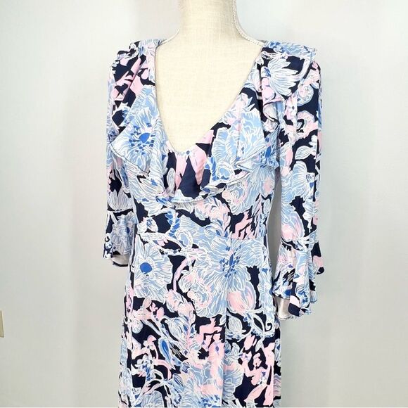 Lilly Pulitzer Stirling Amore Please Floral Ruffles Dress 001144 Medium - Picture 3 of 11